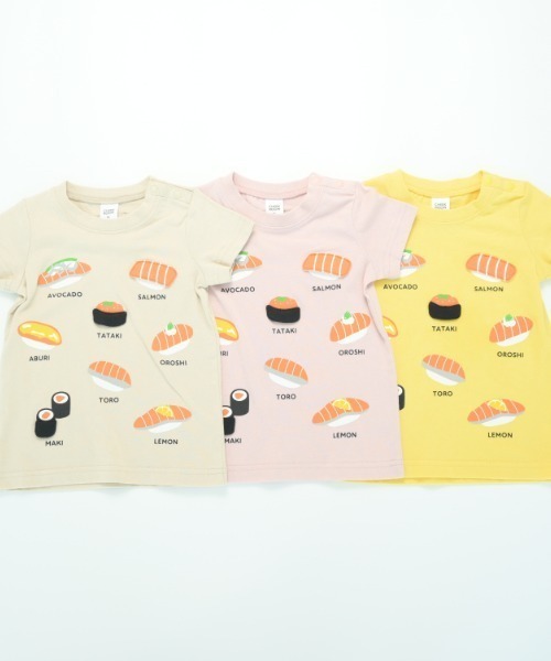 CHEEK ROOM（チークルーム）の「CHEEK ROOM/チークルーム サーモンまつりTシャツ（Tシャツ/カットソー・キッズ・アイボリー/イエロー/ピンク・80ｃｍ/90cm/100cm/110cm/120cm/130cm）」の9枚目の写真