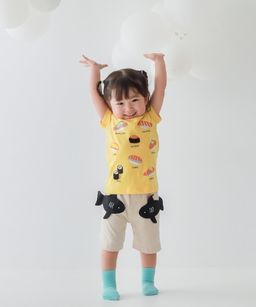 CHEEK ROOM（チークルーム）の「CHEEK ROOM/チークルーム サーモンまつりTシャツ（Tシャツ/カットソー・キッズ・アイボリー/イエロー/ピンク・80ｃｍ/90cm/100cm/110cm/120cm/130cm）」の6枚目の写真