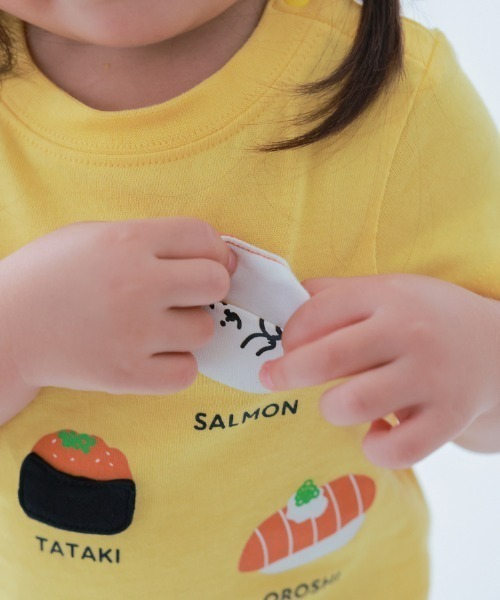 CHEEK ROOM（チークルーム）の「CHEEK ROOM/チークルーム サーモンまつりTシャツ（Tシャツ/カットソー・キッズ・アイボリー/イエロー/ピンク・80ｃｍ/90cm/100cm/110cm/120cm/130cm）」の8枚目の写真