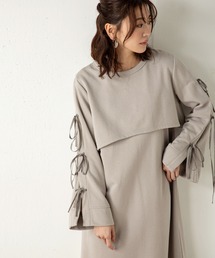 MILLION CARATS | 【STYLE4】袖リボンドッキング風裏毛ワンピース(ワンピース)