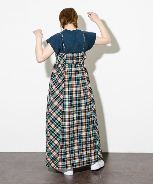 Katie　ケイティ　レース　キャミワンピース　ピンク　フリーサイズ　日本製 セール】スイッチングマキシキャミワンピース（ワンピース