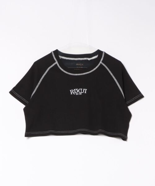 RVCA(ルーカ)の「RVCA レディース COLOR STITCH ST Tシャツ 【2024年春夏モデル】/ルーカワンポイントロゴ半袖クロップドTシャツ(Tシャツ/カットソー・レディース・ブラック/ホワイト・SMALL/MEDIUM)」の2枚目の写真