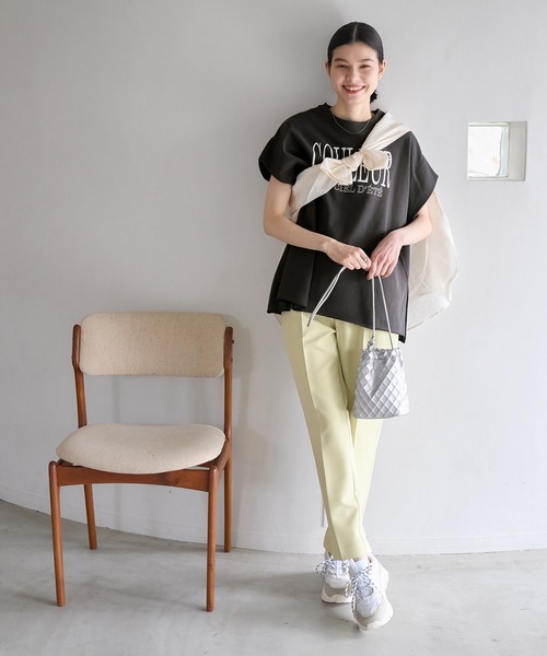 ROPE' PICNIC（ロペピクニック）の「セットアップ対応/ミニ裏毛フレンチスリーブプルオーバー（Tシャツ/カットソー・レディース・チャコールグレー/グレー系その他/キナリ・38）」の21枚目の写真