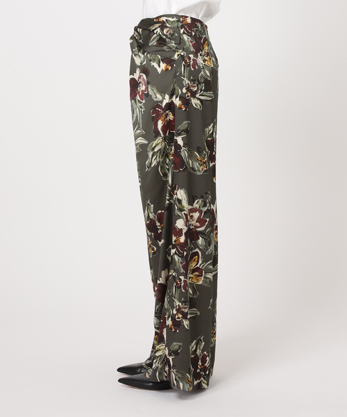 NOBLE スモーキーフラワープリントツイストパンツ　38 セール】スモーキーフラワープリントツイストパンツ（スラックス