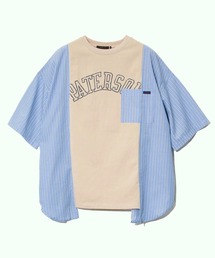 CUBE SUGAR | CUBE SUGAR/キューブシュガー　16/-OE天竺ｘストライプリメイク風6分袖シャツ(シャツ/ブラウス)