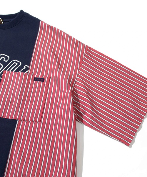 CUBE SUGAR（キューブシュガー）の「CUBE SUGAR/キューブシュガー　16/-OE天竺ｘストライプリメイク風6分袖シャツ（シャツ/ブラウス・レディース・レッド/ブルー・FREE）」の7枚目の写真