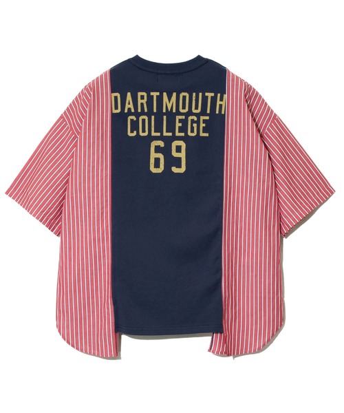 CUBE SUGAR（キューブシュガー）の「CUBE SUGAR/キューブシュガー　16/-OE天竺ｘストライプリメイク風6分袖シャツ（シャツ/ブラウス・レディース・レッド/ブルー・FREE）」の10枚目の写真