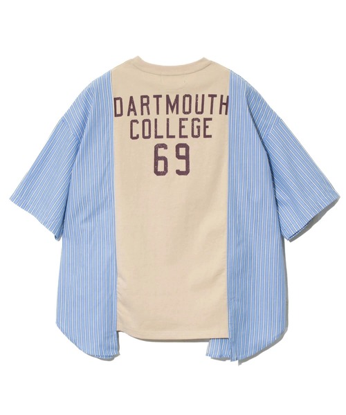 CUBE SUGAR（キューブシュガー）の「CUBE SUGAR/キューブシュガー　16/-OE天竺ｘストライプリメイク風6分袖シャツ（シャツ/ブラウス・レディース・レッド/ブルー・FREE）」の12枚目の写真