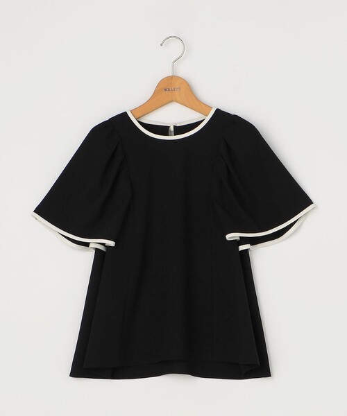 【新品タグ付】ノーリーズ　配色ギャザー袖リボンブラウス NOLLEY'S シャツ ブラウス 配色ギャザー袖リボンブラウス