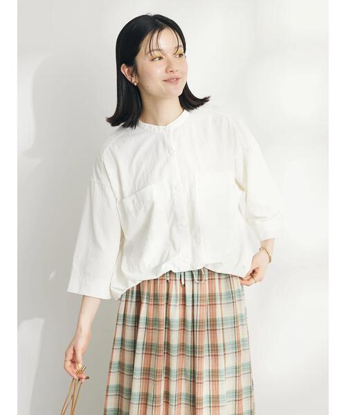 CRAFT STANDARD BOUTIQUE(クラフトスタンダードブティック)の「BIGポケットナイロンブラウス(シャツ/ブラウス・レディース・カーキ/オフホワイト/チャコールグレー・FREE)」の4枚目の写真