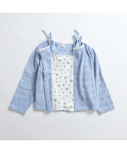 apres les cours（アプレレクール）の「ショルダーリボンタンクトップ（タンクトップ・キッズ・サックスブルー/その他3・100/110/120/80/130/90）」の5枚目の写真