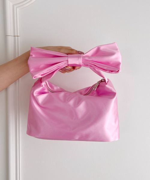 Loueme（ルエム）の「リボンハンドルサテンバッグ（ハンドバッグ・レディース・ベージュ/ブラック/ピンク・FREE）」の16枚目の写真