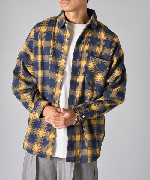 SETUP7（セットアップセブン）の「【SETUP7】3シーズンライトネルチェックシャツ 　オンブレチャックシャツ　SCCH342（シャツ/ブラウス・メンズ・イエロー/グリーン/ブラック・FREE）」の14枚目の写真