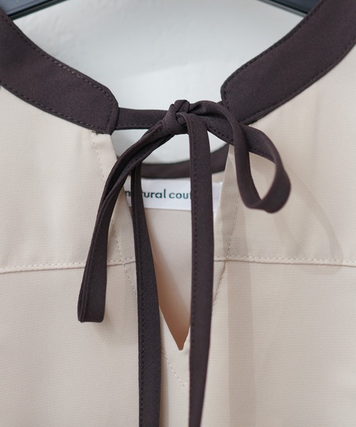 natural couture（ナチュラルクチュール）の「【WEB限定】配色リボンフレア袖ブラウス（シャツ/ブラウス・レディース・ネイビー/グレイッシュベージュ/その他1/ベージュ/ミント・FREE）」の10枚目の写真