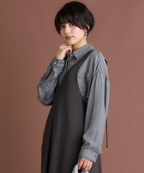 INED CLARO(イネドクラロ)の「再生繊維セルロースデニムシャツ【セットアップ対応】(シャツ/ブラウス・レディース・グレー/インディゴブルー・フリー)」の7枚目の写真