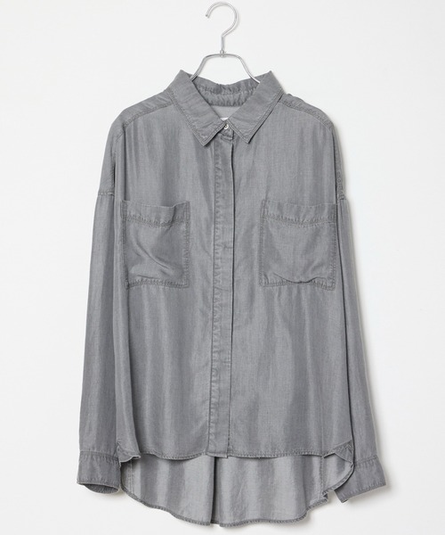 INED CLARO(イネドクラロ)の「再生繊維セルロースデニムシャツ【セットアップ対応】(シャツ/ブラウス・レディース・グレー/インディゴブルー・フリー)」の4枚目の写真