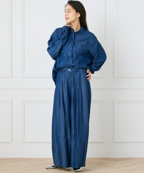 INED CLARO(イネドクラロ)の「再生繊維セルロースデニムシャツ【セットアップ対応】(シャツ/ブラウス・レディース・グレー/インディゴブルー・フリー)」の18枚目の写真