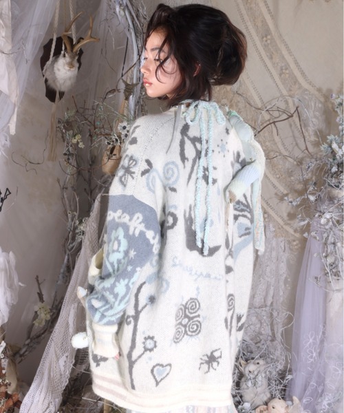 rurumu:（ルルムウ）の「rurumu:/ルルムウ/Ainsel JQ mohair knit cardigan（カーディガン/ボレロ・レディース・アイボリー/ピンク/ブラック・FREE）」の4枚目の写真