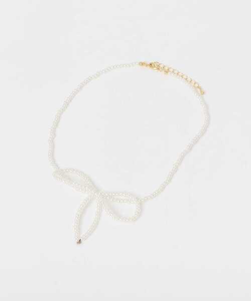 URBAN RESEARCH Sonny Label（アーバンリサーチサニーレーベル）の「ビーズリボンネックレス（ネックレス・レディース・ブラック/ホワイト・ONE）」の3枚目の写真