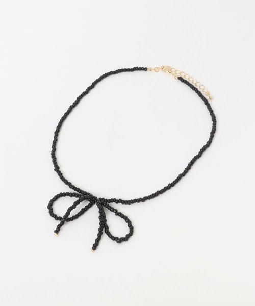 URBAN RESEARCH Sonny Label（アーバンリサーチサニーレーベル）の「ビーズリボンネックレス（ネックレス・レディース・ブラック/ホワイト・ONE）」の4枚目の写真