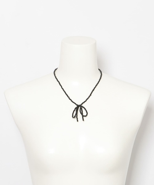 URBAN RESEARCH Sonny Label（アーバンリサーチサニーレーベル）の「ビーズリボンネックレス（ネックレス・レディース・ブラック/ホワイト・ONE）」の5枚目の写真