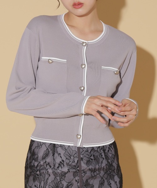 JILL by JILL STUART(ジルバイジルスチュアート)の「◇バリエーションハートメタルUVカーデ(ニット/セーター・レディース・ホワイト系その他/ブラック系その他/ホワイト系その他2/グレー系その他・FREE)」の4枚目の写真
