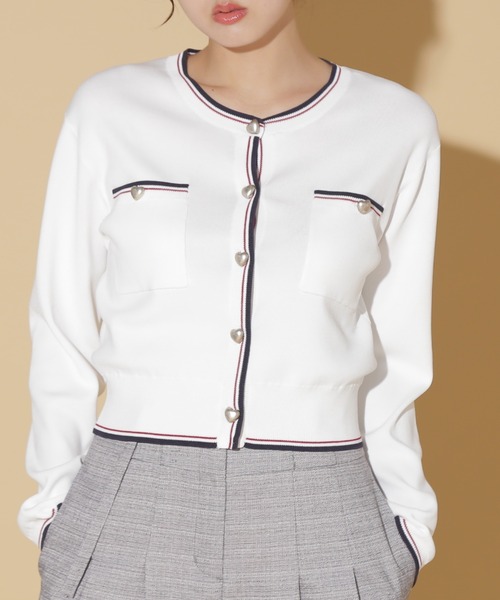 JILL by JILL STUART(ジルバイジルスチュアート)の「◇バリエーションハートメタルUVカーデ(ニット/セーター・レディース・ホワイト系その他/ブラック系その他/ホワイト系その他2/グレー系その他・FREE)」の2枚目の写真