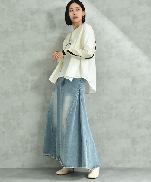 INTERPLANET（インタープラネット）の「ノーカラーバックヨーク切替シャツ（シャツ/ブラウス・レディース・オフホワイト/ブルー/アイボリー・FREE）」の8枚目の写真