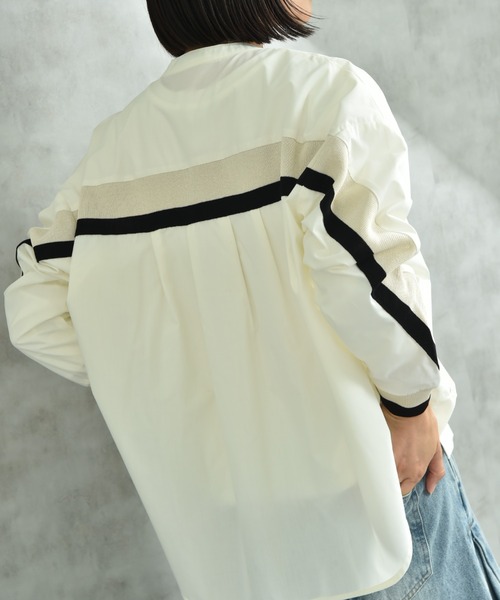 INTERPLANET（インタープラネット）の「ノーカラーバックヨーク切替シャツ（シャツ/ブラウス・レディース・オフホワイト/ブルー/アイボリー・FREE）」の11枚目の写真