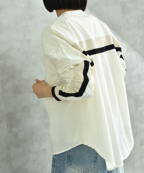 INTERPLANET（インタープラネット）の「ノーカラーバックヨーク切替シャツ（シャツ/ブラウス・レディース・オフホワイト/ブルー/アイボリー・FREE）」の12枚目の写真