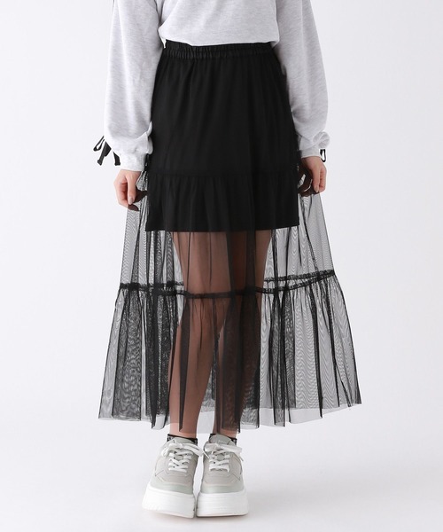 repipi armario（レピピ アルマリオ）の「2WAYチュールスカート（スカート・キッズ・ブラック/アイボリー系/ブラック系・SMALL/MEDIUM/LARGE）」の2枚目の写真