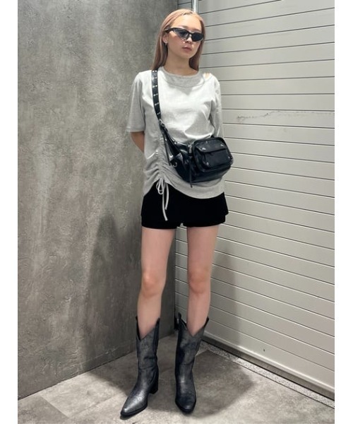 SLY(スライ)の「LAYERED S/PT レイヤード ショートパンツ(スラックス・レディース・杢グレー/ブラック・1/0/2)」の22枚目の写真