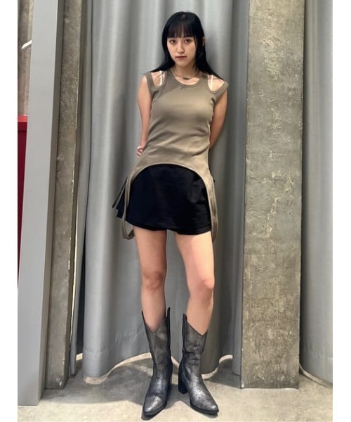 SLY(スライ)の「LAYERED S/PT レイヤード ショートパンツ(スラックス・レディース・杢グレー/ブラック・1/0/2)」の21枚目の写真