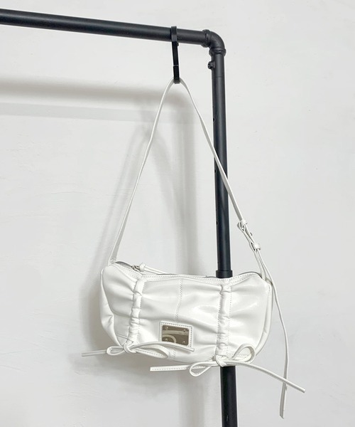 non-hedge（ノンヘッジ）の「リボンギャザーショルダーバッグ（ショルダーバッグ・レディース・ブラック/ホワイト・FREE）」の22枚目の写真