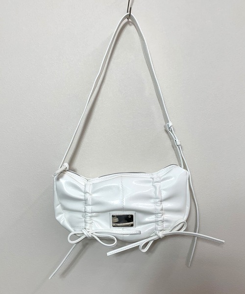 non-hedge（ノンヘッジ）の「リボンギャザーショルダーバッグ（ショルダーバッグ・レディース・ブラック/ホワイト・FREE）」の21枚目の写真