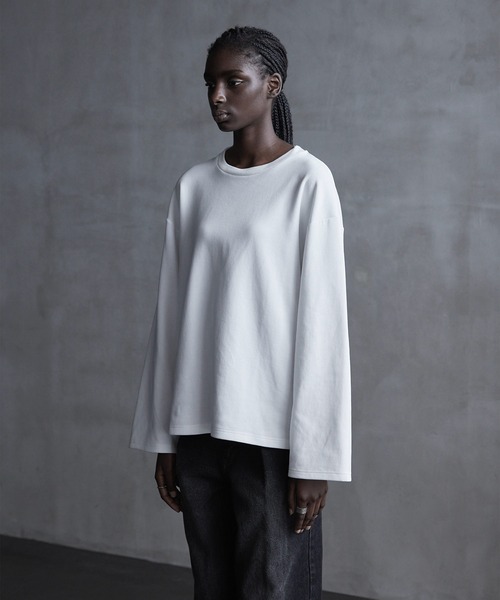 CALLNE（カルネ）の「【CALLNE】Drape Wide Sleeve Long Tee / ドレープワイドスリーブロンT（Tシャツ/カットソー・メンズ・ホワイト/ブラック系/ブラック・L/M）」の14枚目の写真