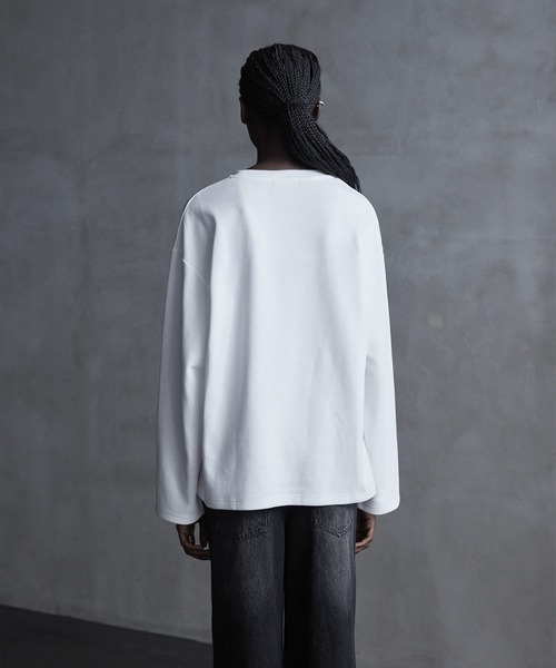 CALLNE（カルネ）の「【CALLNE】Drape Wide Sleeve Long Tee / ドレープワイドスリーブロンT（Tシャツ/カットソー・メンズ・ホワイト/ブラック系/ブラック・L/M）」の16枚目の写真