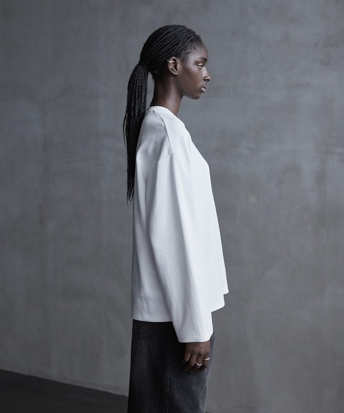 CALLNE（カルネ）の「【CALLNE】Drape Wide Sleeve Long Tee / ドレープワイドスリーブロンT（Tシャツ/カットソー・メンズ・ホワイト/ブラック系/ブラック・L/M）」の17枚目の写真