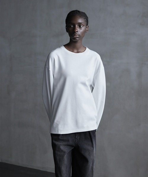 CALLNE（カルネ）の「【CALLNE】Drape Wide Sleeve Long Tee / ドレープワイドスリーブロンT（Tシャツ/カットソー・メンズ・ホワイト/ブラック系/ブラック・L/M）」の19枚目の写真