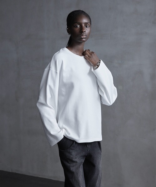 CALLNE（カルネ）の「【CALLNE】Drape Wide Sleeve Long Tee / ドレープワイドスリーブロンT（Tシャツ/カットソー・メンズ・ホワイト/ブラック系/ブラック・L/M）」の22枚目の写真