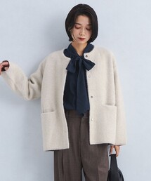 green label relaxing | FOXブレンド セッケツ ノーカラー ニット カーディガン(カーディガン/ボレロ)