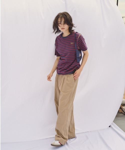 common gull products.（コモンガルプロダクツ）の「3本の子ボーダーTEE（Tシャツ/カットソー・レディース・ブラウン系/ネイビー系・MEDIUM/LARGE）」の4枚目の写真