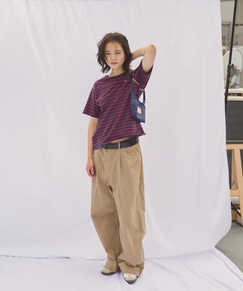 common gull products.（コモンガルプロダクツ）の「3本の子ボーダーTEE（Tシャツ/カットソー・レディース・ブラウン系/ネイビー系・MEDIUM/LARGE）」の8枚目の写真