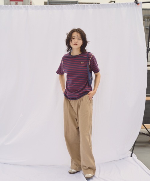 common gull products.（コモンガルプロダクツ）の「3本の子ボーダーTEE（Tシャツ/カットソー・レディース・ブラウン系/ネイビー系・MEDIUM/LARGE）」の10枚目の写真