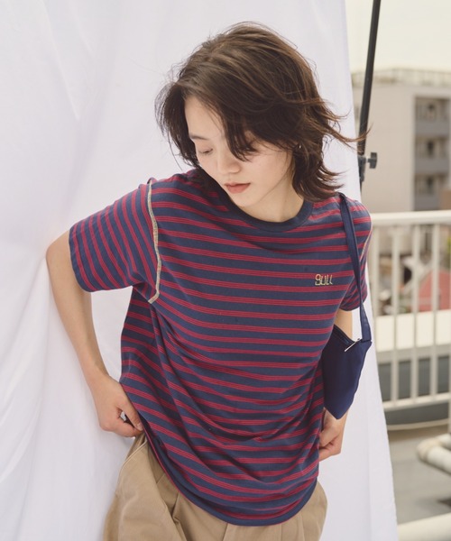 common gull products.（コモンガルプロダクツ）の「3本の子ボーダーTEE（Tシャツ/カットソー・レディース・ブラウン系/ネイビー系・MEDIUM/LARGE）」の16枚目の写真