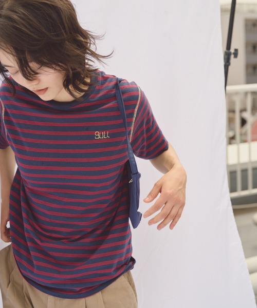 common gull products.（コモンガルプロダクツ）の「3本の子ボーダーTEE（Tシャツ/カットソー・レディース・ブラウン系/ネイビー系・MEDIUM/LARGE）」の17枚目の写真