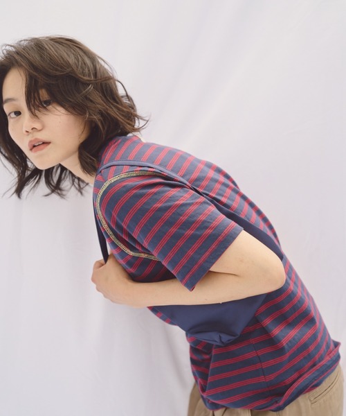 common gull products.（コモンガルプロダクツ）の「3本の子ボーダーTEE（Tシャツ/カットソー・レディース・ブラウン系/ネイビー系・MEDIUM/LARGE）」の18枚目の写真