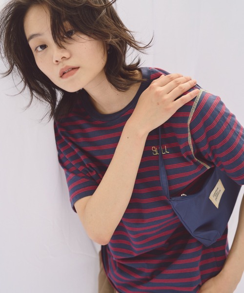 common gull products.（コモンガルプロダクツ）の「3本の子ボーダーTEE（Tシャツ/カットソー・レディース・ブラウン系/ネイビー系・MEDIUM/LARGE）」の19枚目の写真