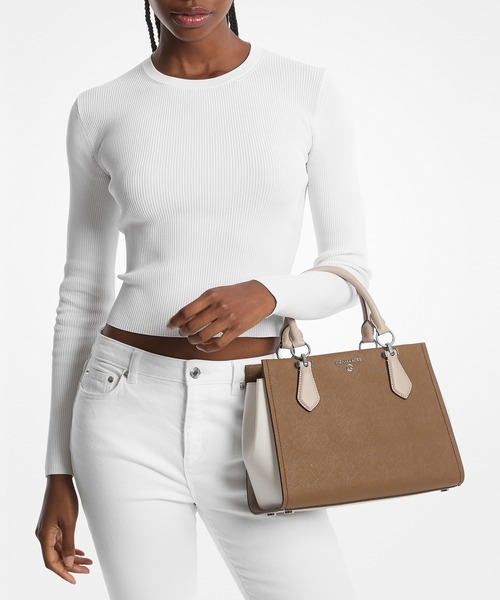 MICHAEL KORS（マイケルコース）の「MARILYN カラーブロック サッチェル ミディアム（ハンドバッグ・レディース・ベージュ系その他・FREE）」の2枚目の写真
