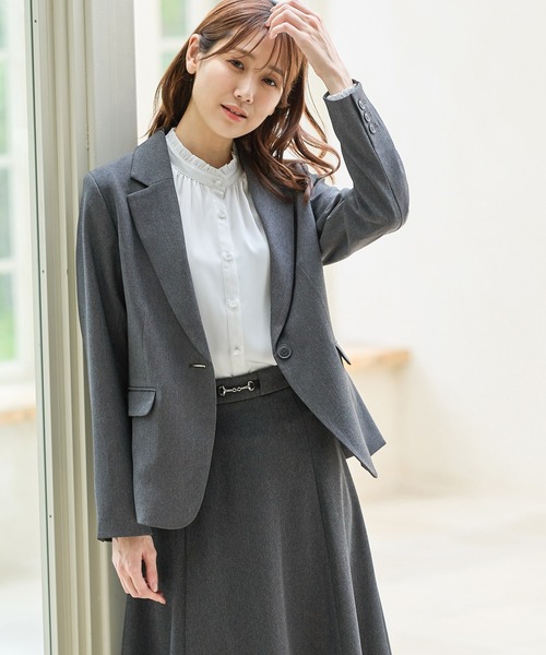 Honeys(ハニーズ)の「【ストレッチ/ウォッシャブル/イージーケア】テーラードジャケット(テーラードジャケット・レディース・ネイビー/ベージュ/ブラック/杢グレー・S/M/L/LL/3L)」の15枚目の写真